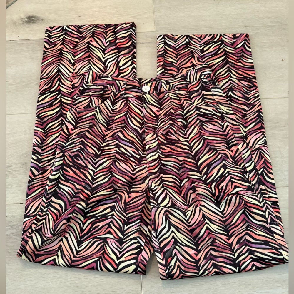Nasty Gal Vibrant Zebra Print Pants Wide Leg Trousers